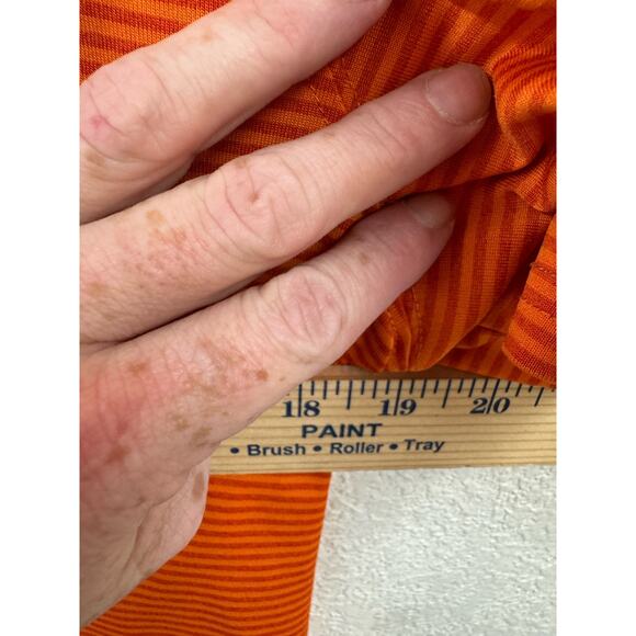 Orange striped ladies' Whataburger v-neck polo shirt Large - Picture 5 of 6